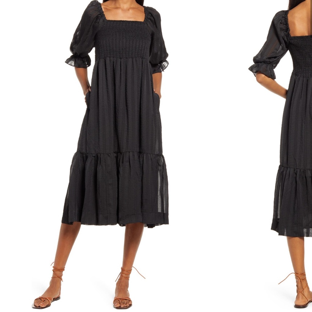 Madewell Lucie Smocked Midi Dress